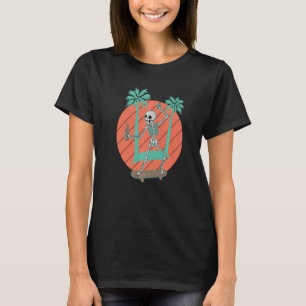 Skateboarding Skeleton Skater Skateboard Palm Tree T-Shirt