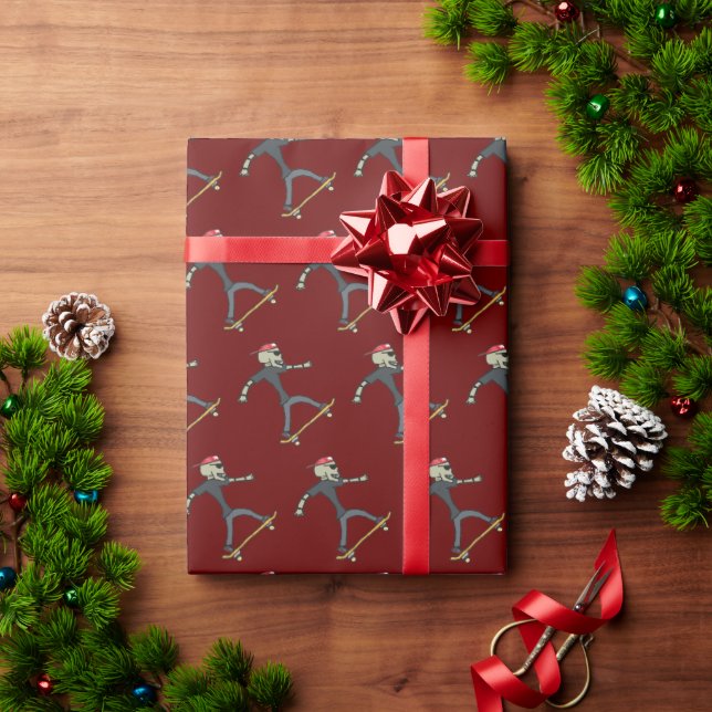 Skateboarding Skeleton Wrapping Paper (Holiday Gift)