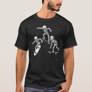 Skateboarding Skeletons Halloween Skater Boys Kids T-Shirt