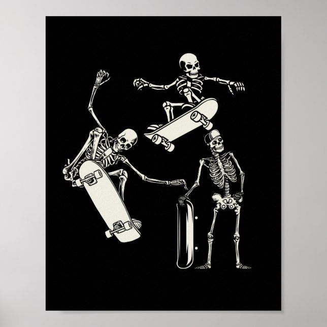 Skateboarding Skeletons Skeleton Skater Halloween Poster (Front)
