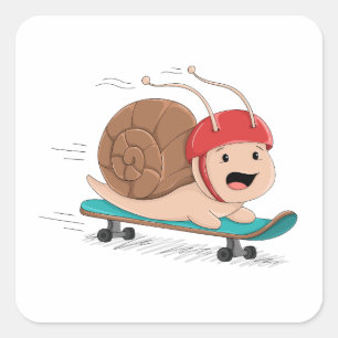 Skateboarding Snail Cartoon Sticker