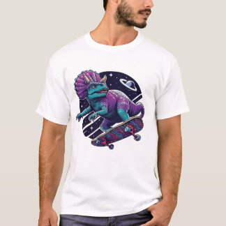 Skateboarding Space Dinosaur T-Shirt