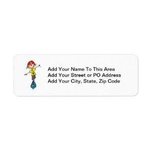 Skateboarding Stick Figure Return Address Label