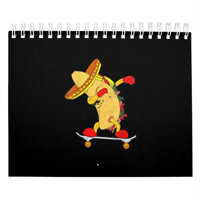 Skateboarding Taco On Skateboard Gift Skater Calendar (Cover)