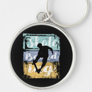 Skateboarding Tee - Vintage Retro Skateboarder Key Ring