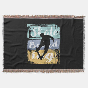 Skateboarding Tee - Vintage Retro Skateboarder Throw Blanket