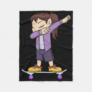 Skateboarding Teenage Girl On Skateboard Gift For Fleece Blanket
