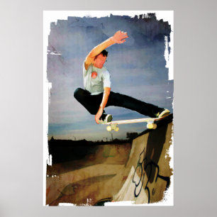 Skateboarding the Wall Poster