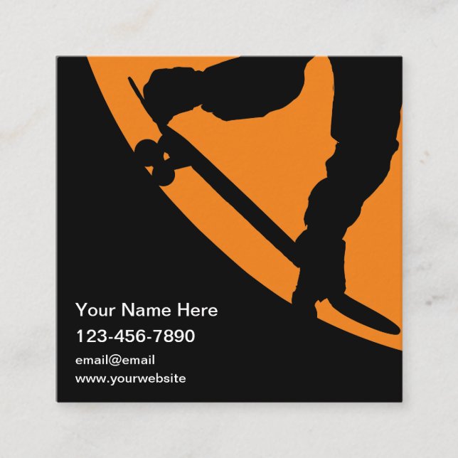 Skateboarding Theme Cool  Square Business Card (Front)