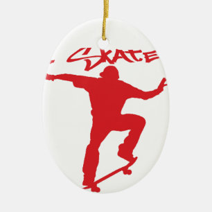 Skateboarding trick ceramic tree decoration