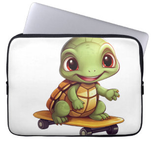 Skateboarding Turtle, Athletic Animal Design Laptop Sleeve