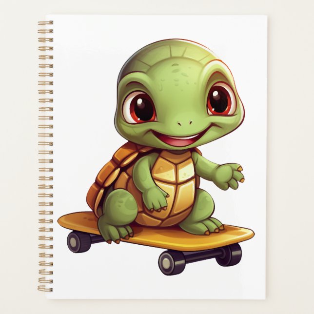 Skateboarding Turtle, Athletic Animal Design Planner (Front)
