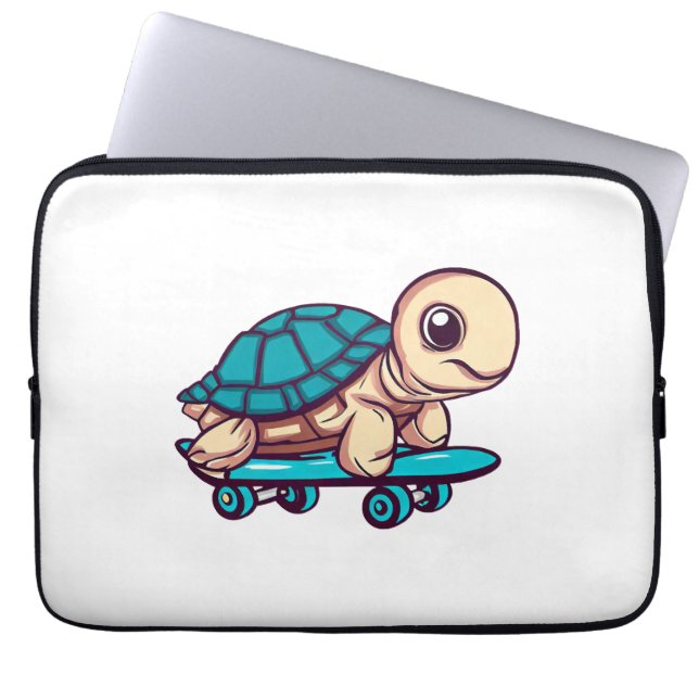 Skateboarding Turtle Laptop Sleeve (Front)