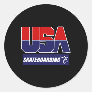 Skateboarding Usa Classic Round Sticker
