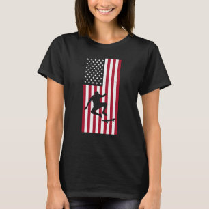 Skateboarding Vintage American Flag Skateboarding T-Shirt