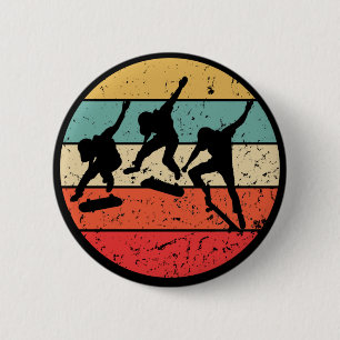 Skateboarding - Vintage Retro Skateboarder 6 Cm Round Badge