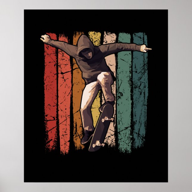 Skateboarding - Vintage Retro Skateboarder Poster (Front)