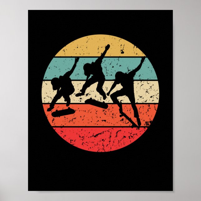 Skateboarding - Vintage Retro Skateboarder Poster (Front)