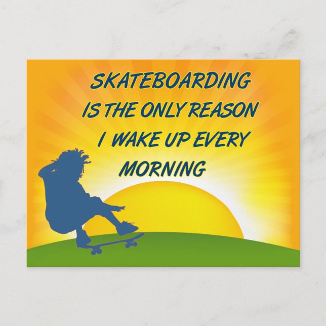 Skateboarding Wake Up Postcard (Front)