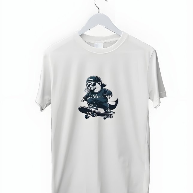 Skateboarding Weasel T-Shirt (unisex tshirt mockup on hanger)