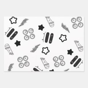 Skateboarding Wrapping Paper Flat Sheet Set of 3