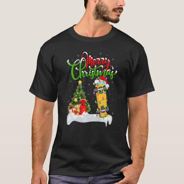 Skateboarding  Xmas Decorations Skateboarding Chri T-Shirt (Front)