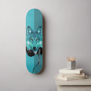 Skateboards+Wolf+Custom name+template+personalised Skateboard