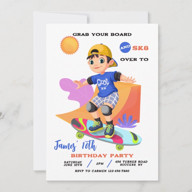 Skatepark Boy Invitation (Front)