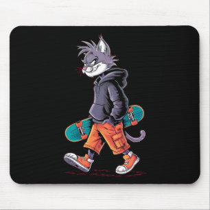 Skatepark Cool Skater Cat Rizzler Skateboard Mouse Pad