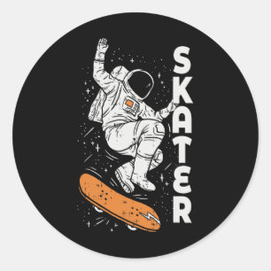 Skater Astronaut - Skateboarding Spaceman  Classic Round Sticker
