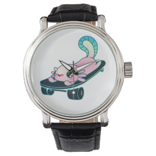 Skater Axolotl Skateboard Lovers Girl or Boy  Watch