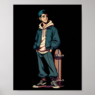 Skater Boy – Grunge Skateboarding Graphic Design Poster