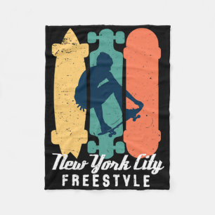 Skater Boy New York City Vintage Street Skateboard Fleece Blanket