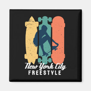 Skater Boy New York City Vintage Street Skateboard Magnet