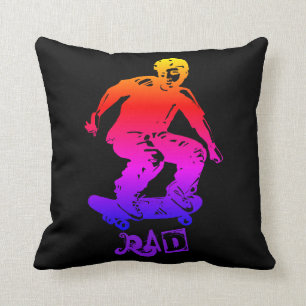 Skater Boy Rad Rainbow Skateboarder Cushion