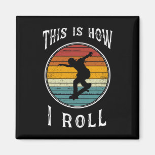 Skater Boy Sk8 Retro Skateboard Magnet