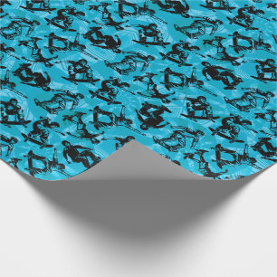 Skater Boy Skateboarders Blue Wrapping Paper