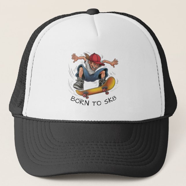 Skater Boy Skateboarding Hat (Front)