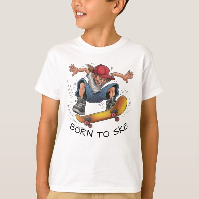 Skater Boy Skateboarding T-Shirt (Front)