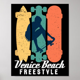 Skater Boy Venice Beach California Freestyle Skate Poster