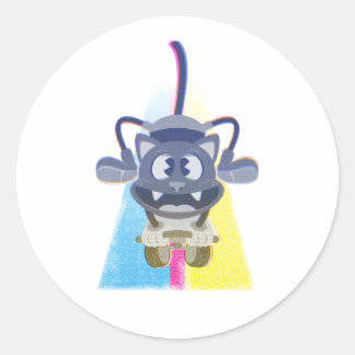 Skater cat colour cartoon classic round sticker