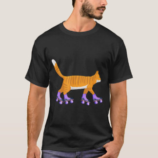 Skater Cat Inline Skateboard Skates Skates Animal T-Shirt