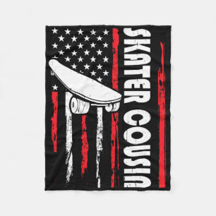 Skater Cousin Funny Skating Skateboarding Dude Us Fleece Blanket