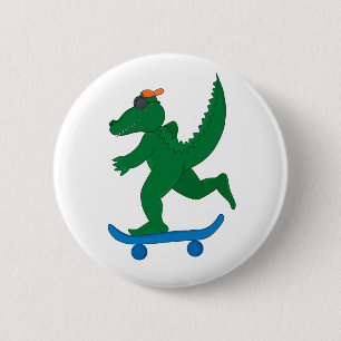 Skater Crocodile 6 Cm Round Badge