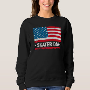 Skater Dad America Us Flag Patriot Vintage Sweatshirt