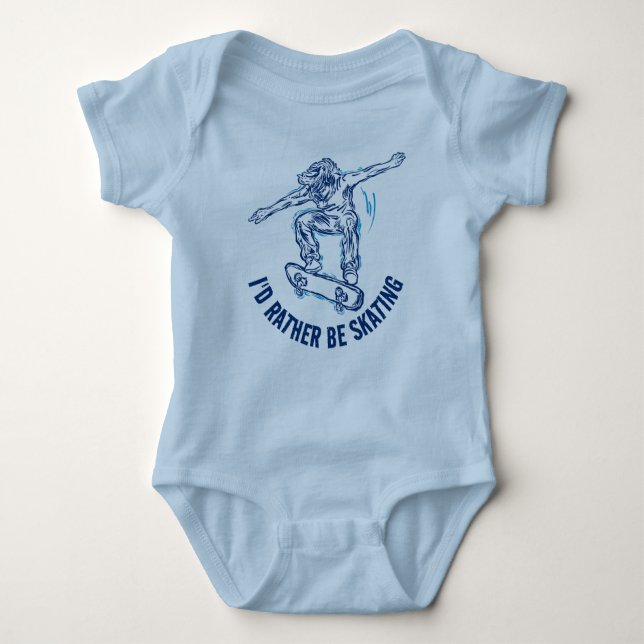 Skater Doing Mid-Air, Rather Be Skating Baby Bodysuit (Front)