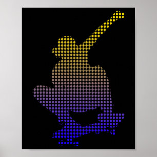 Skater Dot Silhouette Minimal Retro Skateboard  Poster