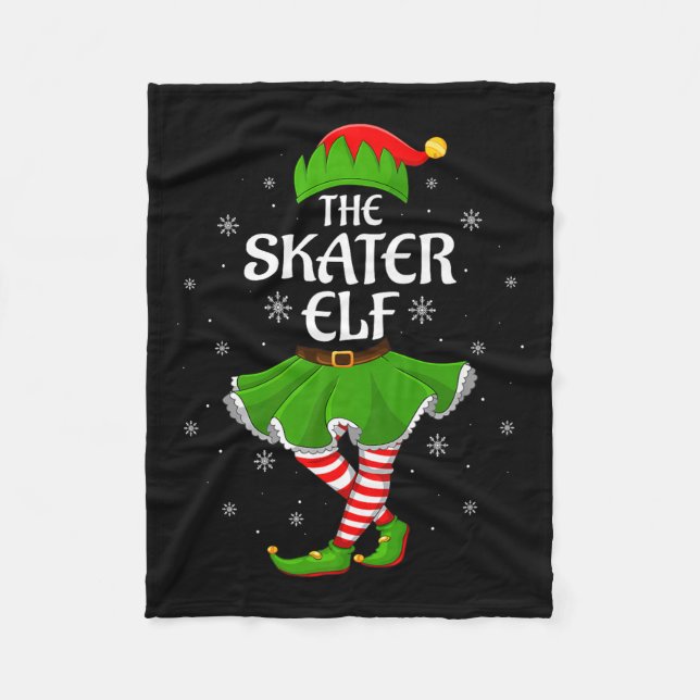 Skater Elf Christmas Family Girls Women Elf Squad  Fleece Blanket (Front)