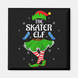 Skater Elf Christmas Family Girls Women Elf Squad Magnet
