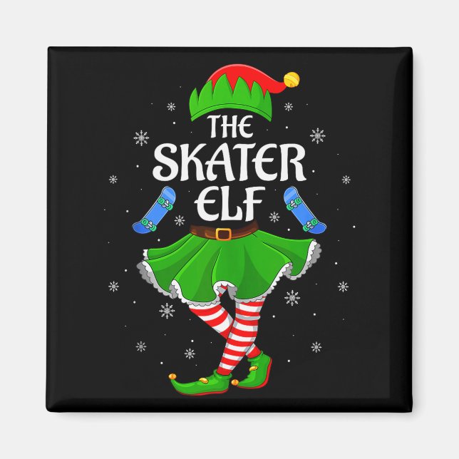 Skater Elf Christmas Family Girls Women Elf Squad  Magnet (Front)